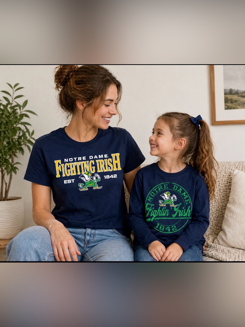 Notre Dame Fighting Irish Matching Shirts Women’s Large Girls Large Set Navy NWT